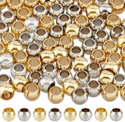 Kralen Ronde 100 pezzi - Acciaio Inossidabile - 4 mm - 2 Colori - Per Collane Fai Da Te - Decorazioni per Collane