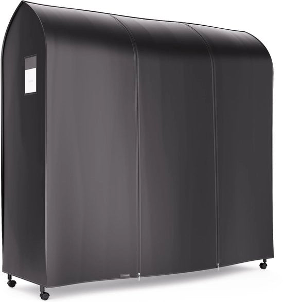 Hoes acqua resistente in nylon verniciato nero, dimensioni ca. 184 cm x 165 cm x 60 cm, hoes per armadio con due cerniere, protezione efficace contro gocce d'acqua, polvere e odori