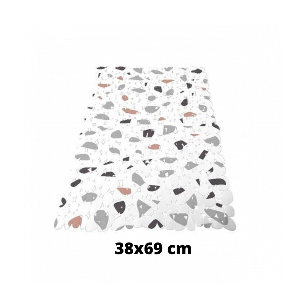 Trade Shop - Tappeto Vasca Bagno Doccia 38x69cm Antiscivolo Bianco Multicolor Graniglia 69838 -