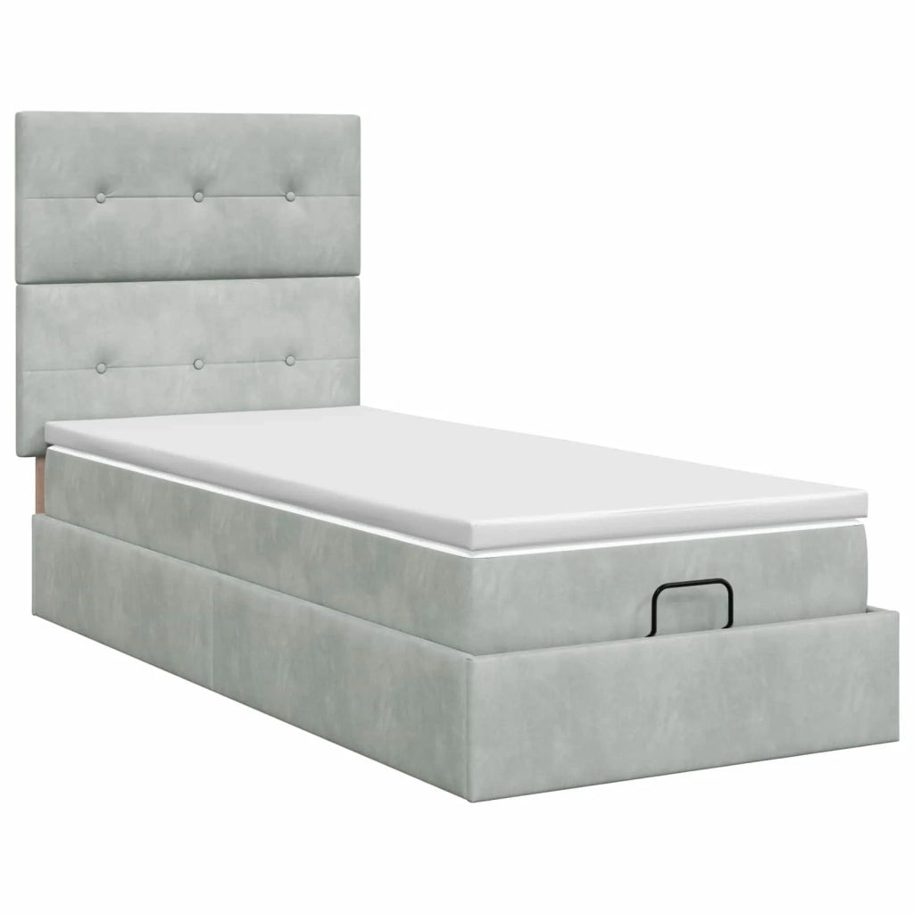 Letto ottomano con materasso Grigio Chiaro 80 x 200 cm Velluto 3457683