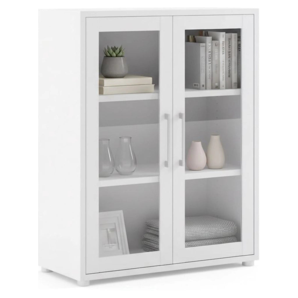 Credenza Ampezzo, Buffet da soggiorno, Madia da salotto, Dispensa da cucina, 89x40 h113 cm, Bianco