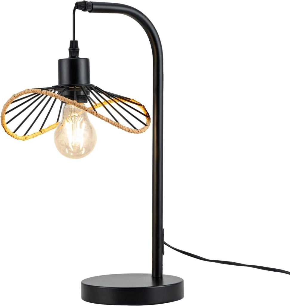 ZMH Lampada da tavolo vintage nera E27 per camera letto scrivania