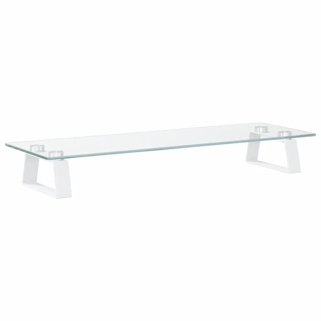 Supporto per Monitor Bianco 60x20x8cm Vetro Temperato e Metallo 374216