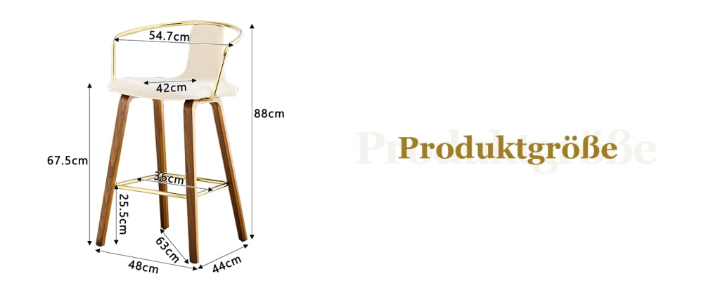 Sgabello da bar con braccioli e seduta imbottita per cucina e bancone in legno bianco 68 × 52,5 × 44 cm