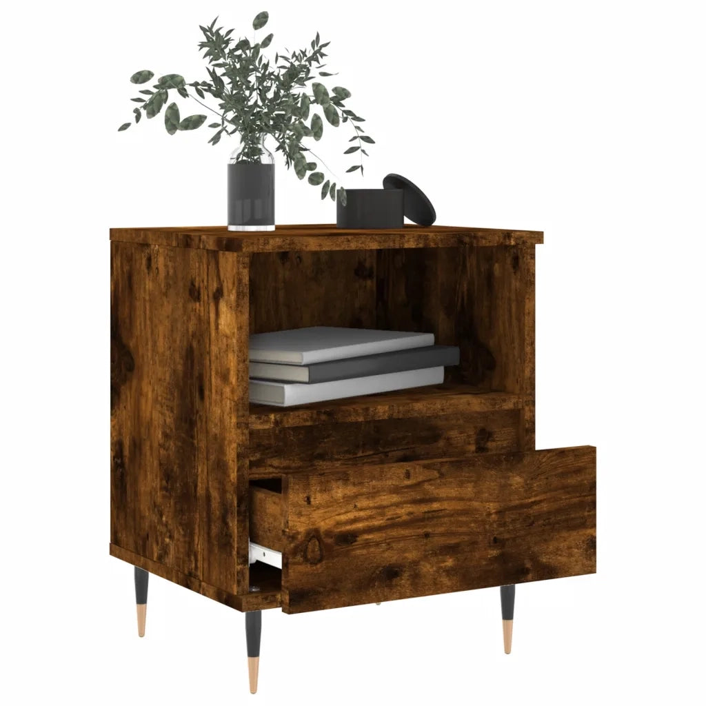 Comodino Rovere Fumo 40x35x50 cm in Legno Multistrato 830614
