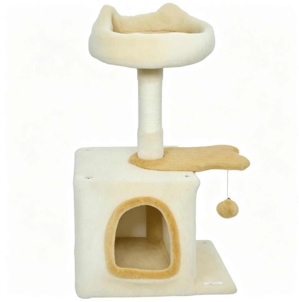 ALBERO PER GATTI 40x30x72 cm con Cuccia, Piattaforma a Pesce e Palo in Sisal