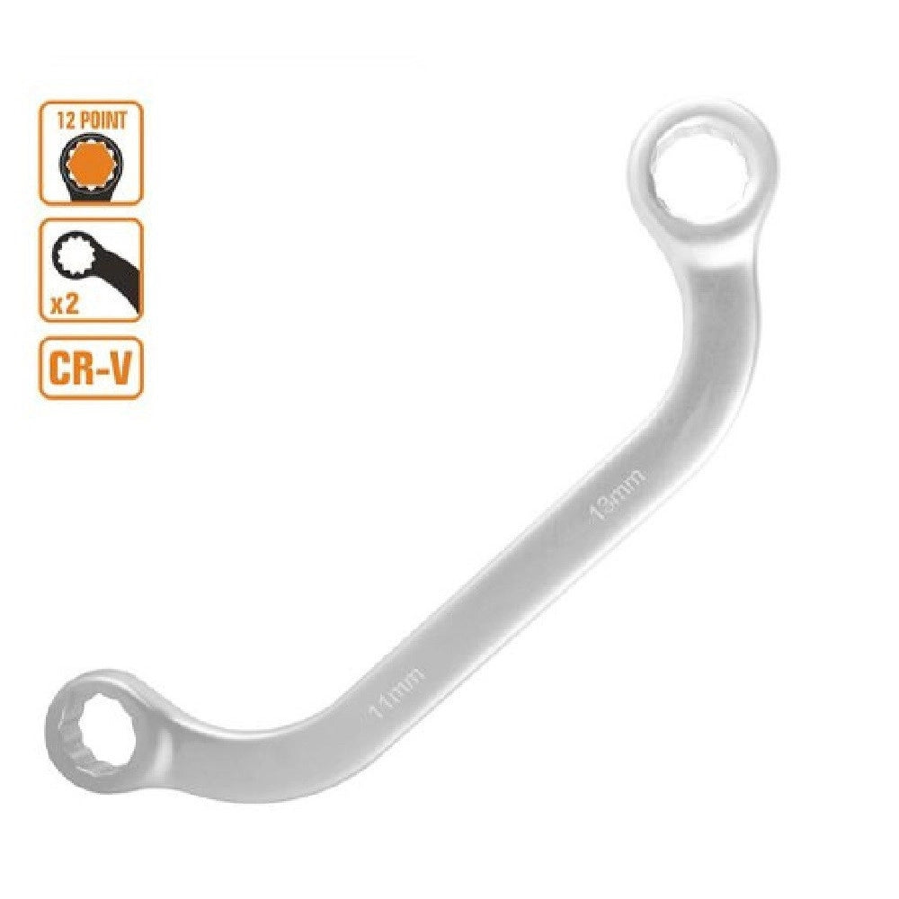 Trade Shop - Set Chiave Fissa Poligonale Doppia A U Da 11-13mm Cromata Chrome Vanadium 97692 -