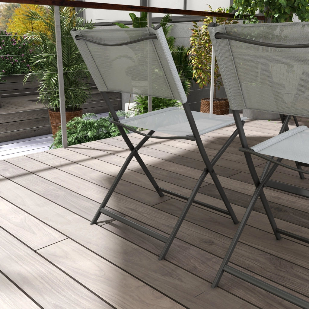 Set Tavolo e Sedie da Giardino Pieghevole ¨C Zephmum ¨C Grigio, Vetro Temperato