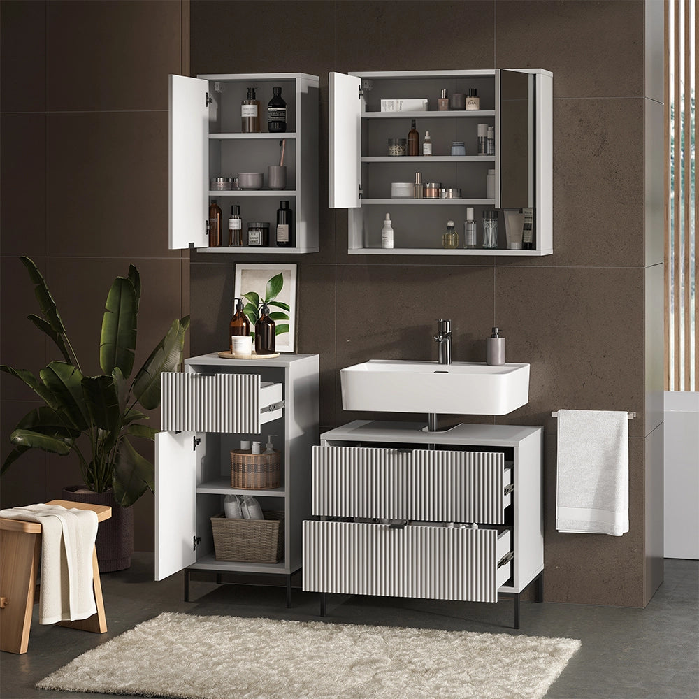 Vicco Set di mobili da bagno Grigio 4 parti