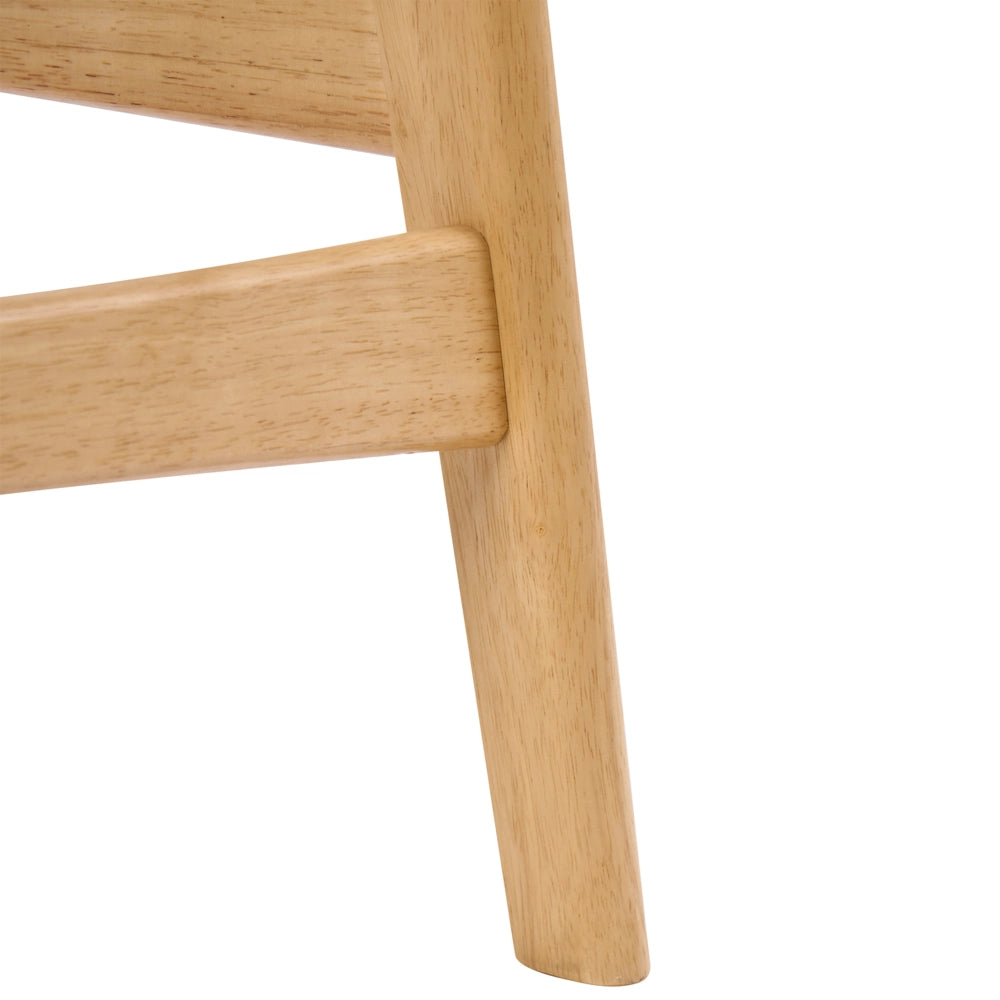 Set di 2 sedie da bar con struttura in legno di gomma marrone chiaro e seduta in tessuto bouclé beige senza braccioli design retrò