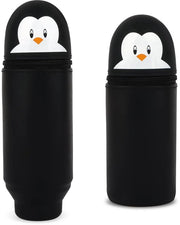 Etui 2-in-1 in silicone morbido, contenitore verticale, porta matite cartoon per ragazze e adolescenti (nero)