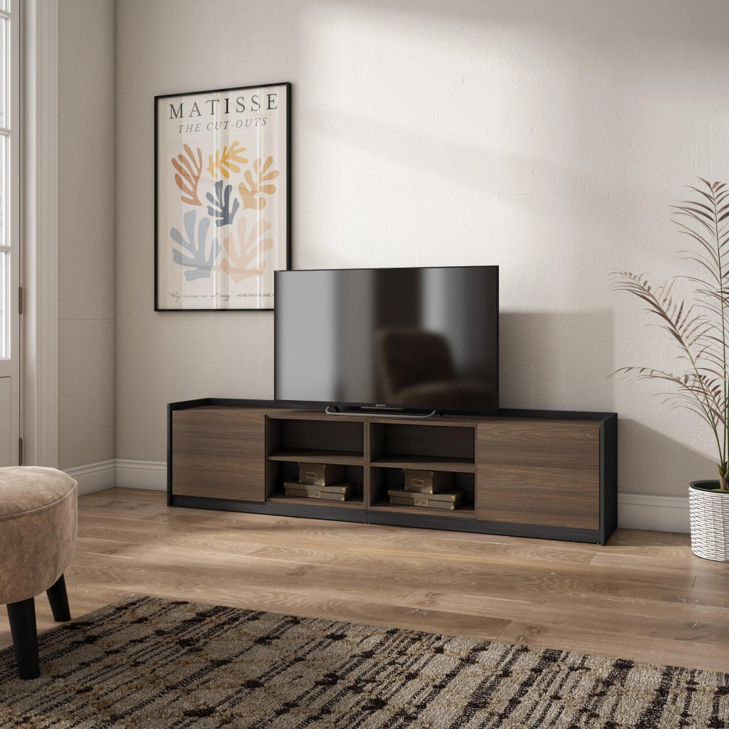 Mobile TV Soggiorno, 207x50x37 cm, Per TV fino a 80", Mobile Soggiorno, Rovere scuro e Nero