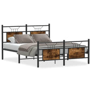 Letto matrimoniale | Letto per adulti | Giroletto senza Materasso Rovere Fumo 137x190 cm in Truciolato