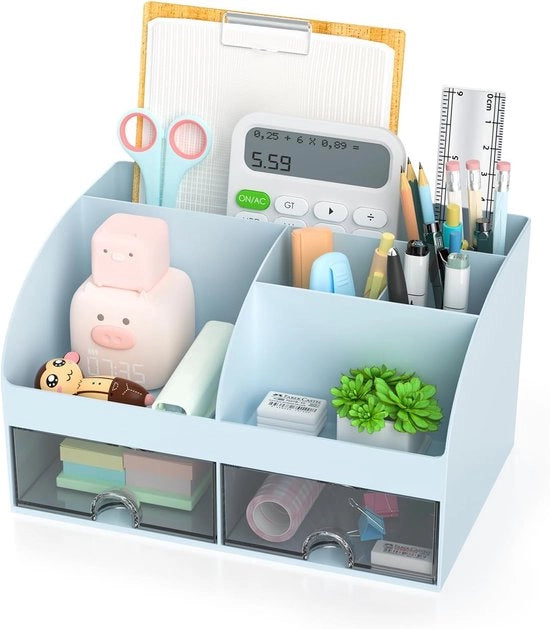 Organizzatore per ufficio - organizzatore multifunzionale per tavolo - 1 pezzo - blu - plastica