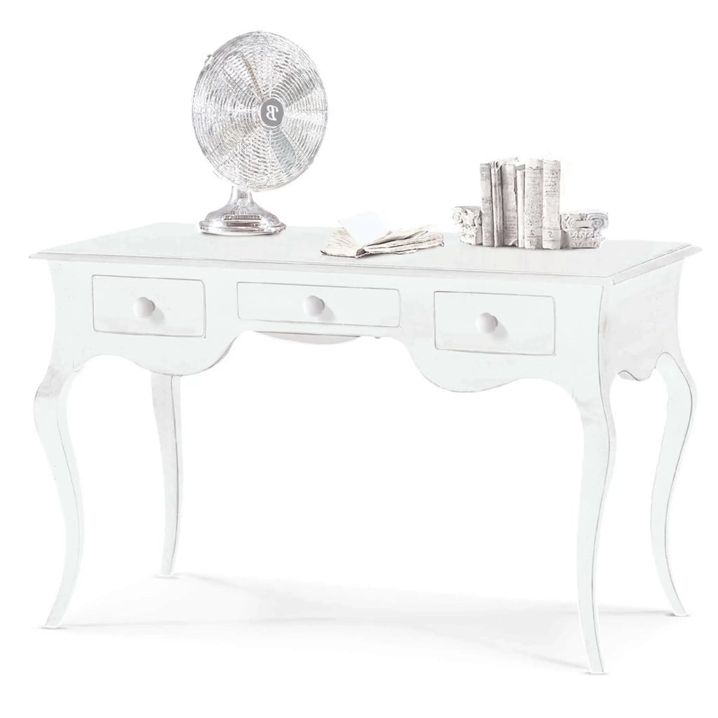 Scrivania arte povera 3 cassetti legno bianco 130x75x80 (1354) - Mobili 2G
