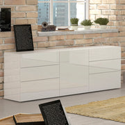 Credenza moderna 1 anta + 6 cassetti METIS bianco lucido