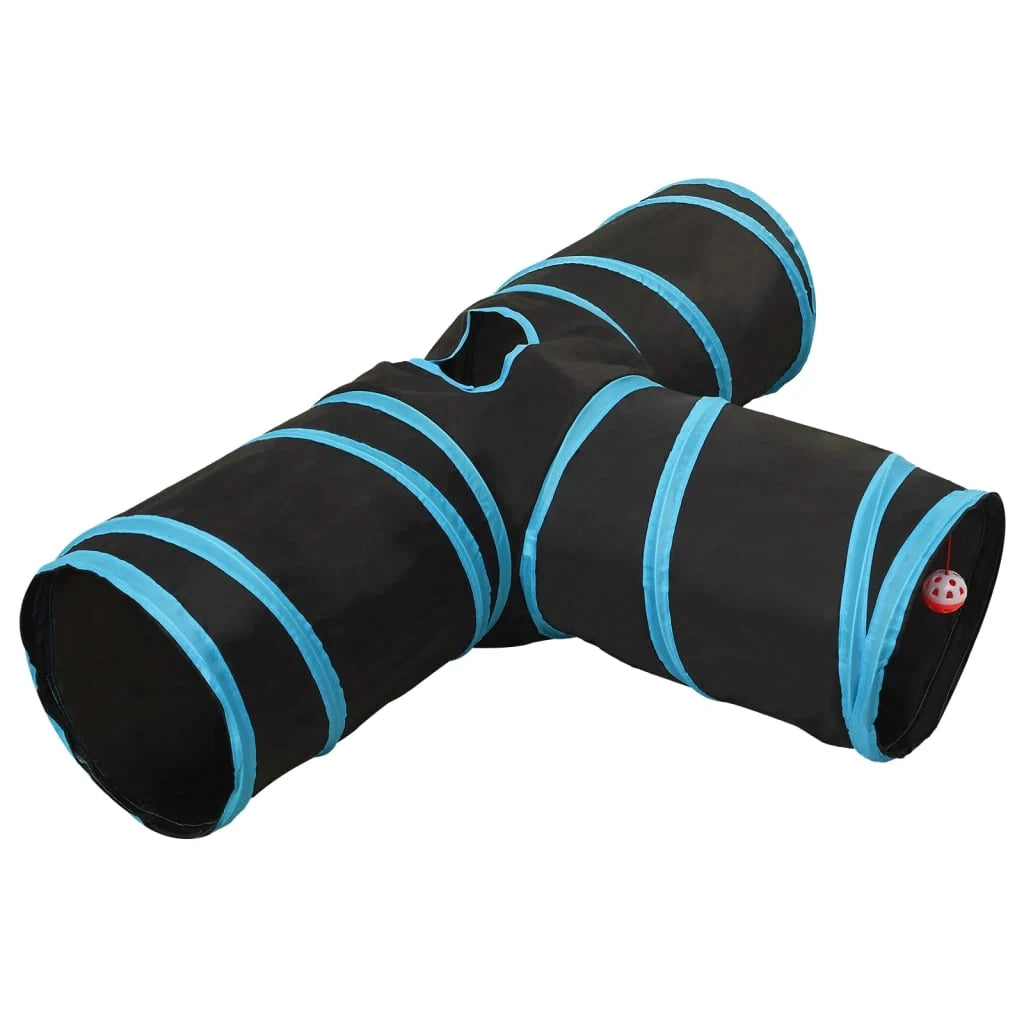 Tunnel per gatti a 3 vie 90 cm poliestere nero e blu 02_0005206