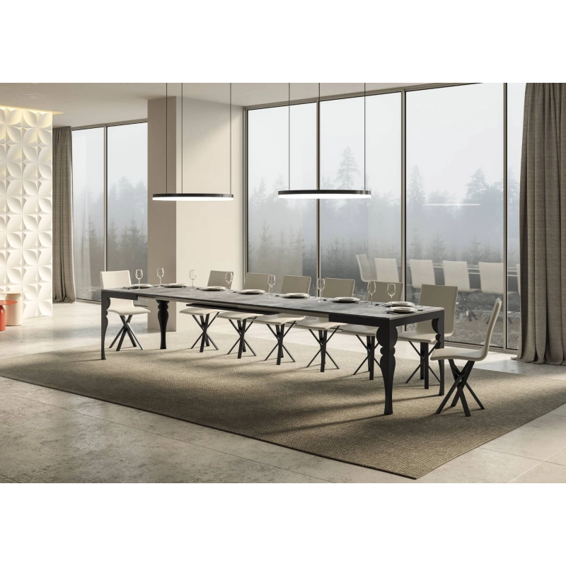 Tavolo allungabile 90x120/380 cm Paxon Evolution telaio Antracite - Cemento