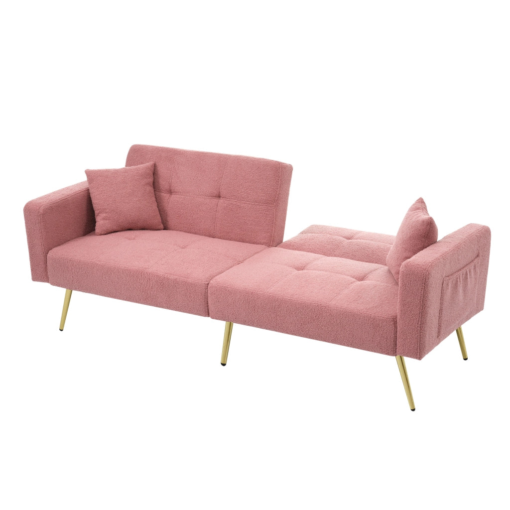 DIVANO LETTO regolabile 175x64x72 cm Rosa con tasche laterali