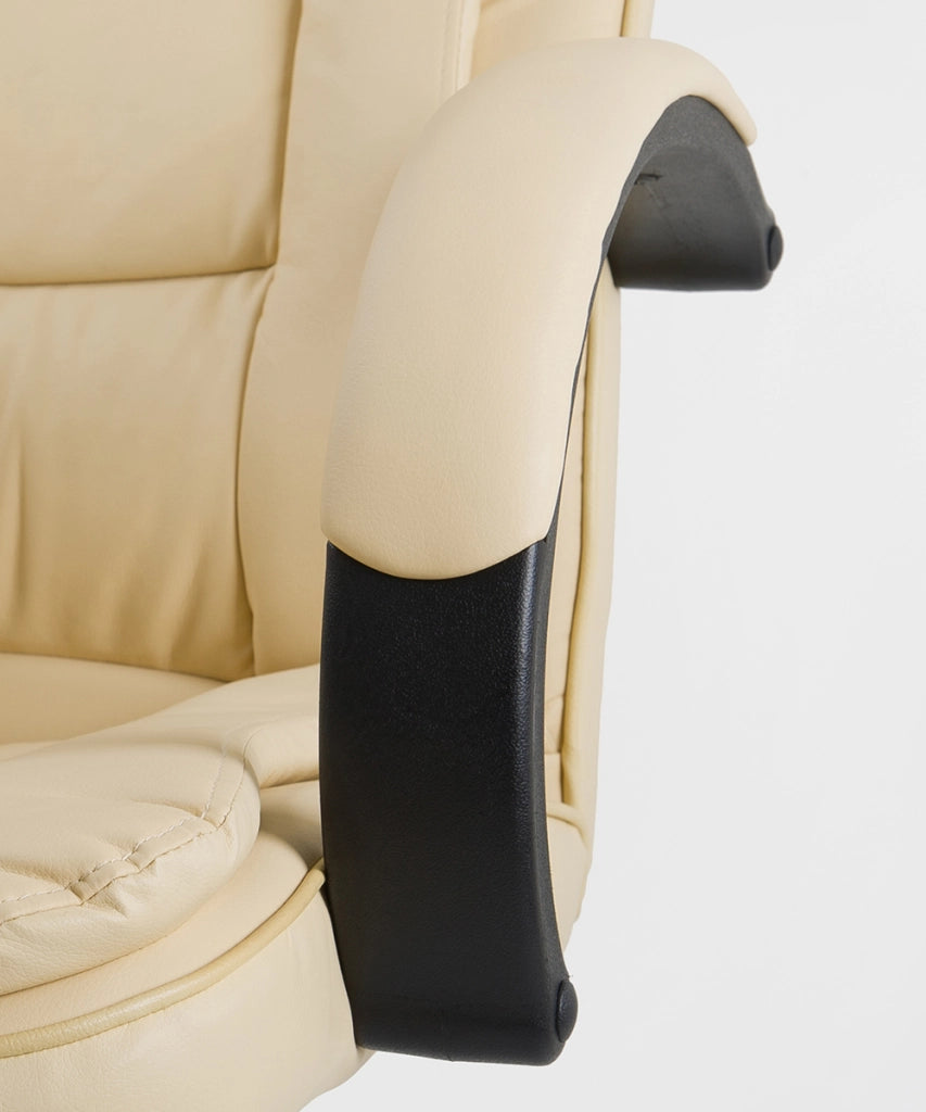 Poltrona da Ufficio sedia girevole da scrivania in ecopelle traspirante color beige Modello Cover