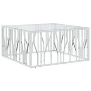 Tavolino da salotto | Tavolino da caff¨¨ | Tavolino da Soggiorno 100x100x50 cm in Acciaio Inox e Vetro