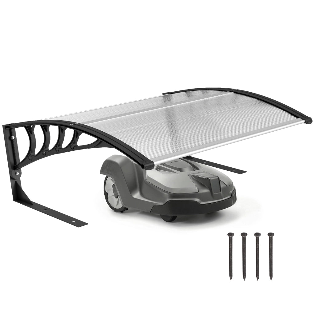 Pensilina da Esterno per Tagliaerba Impermeabile e UV 30+, in Alluminio, 100x81x43 cm, Bianco e Nero
