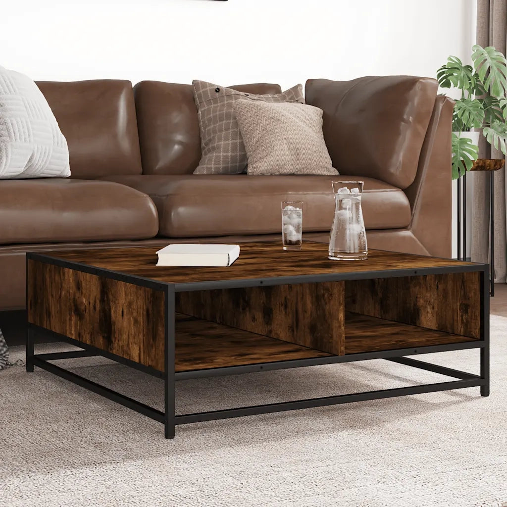 Tavolino da salotto | Tavolino da caff¨¨ | Tavolino da Soggiorno Rovere Fumo 80x80x30 cm in Truciolato e Metallo