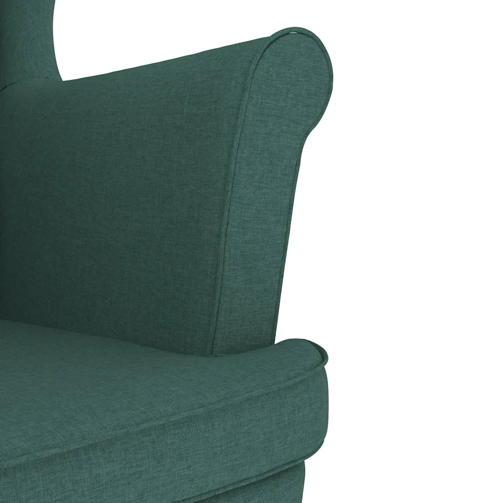 Poltrona con Poggiapiedi Verde Scuro in Tessuto 3307994