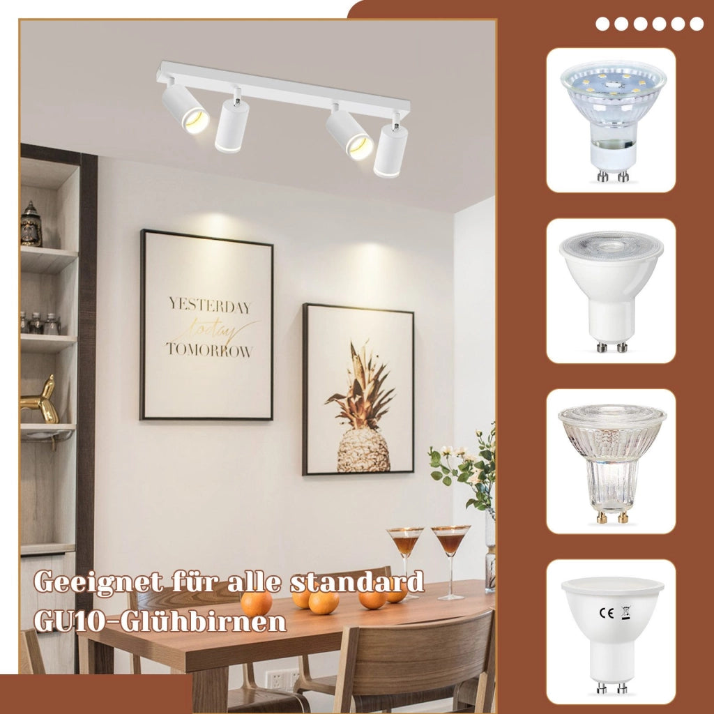 ZMH Faretto da soffitto bianco 4 lampadine Plafoniera moderna GU10 faretti orientabili interni in metallo