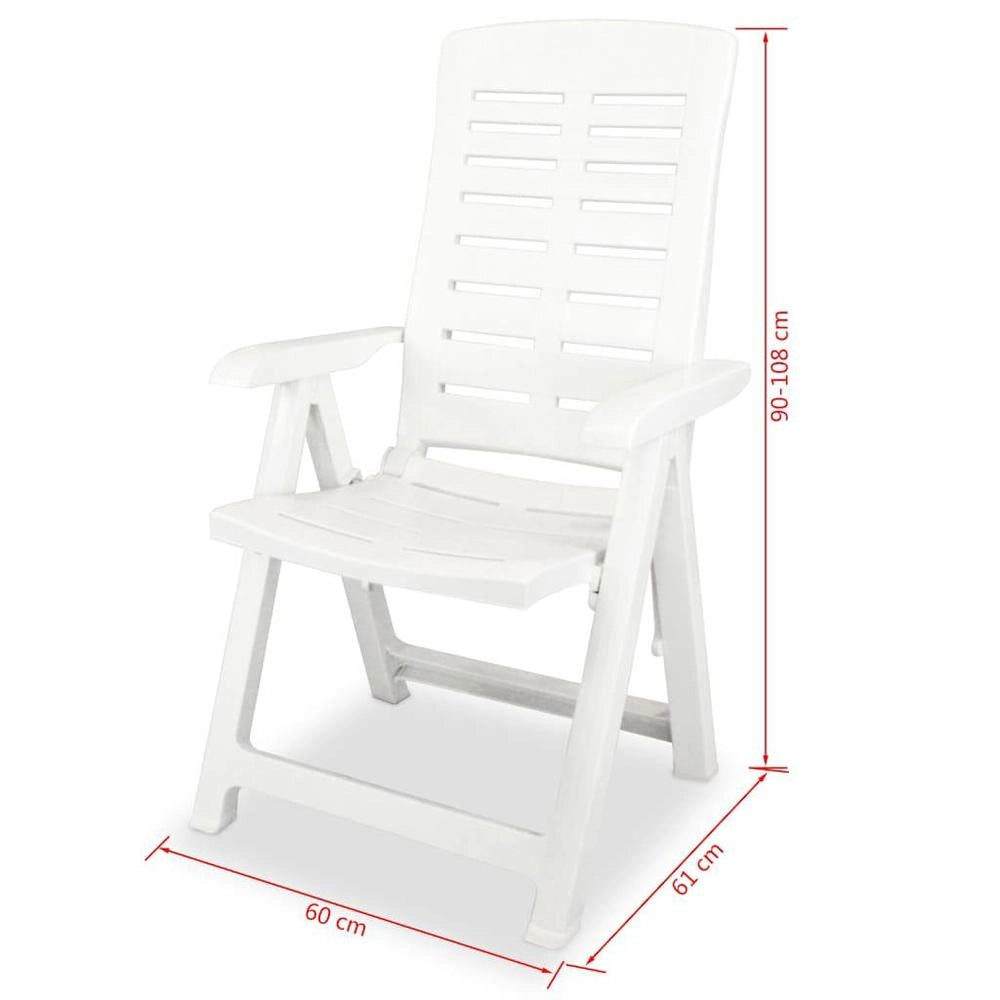 Garden Loungers, Set Of 4, Plastic, White