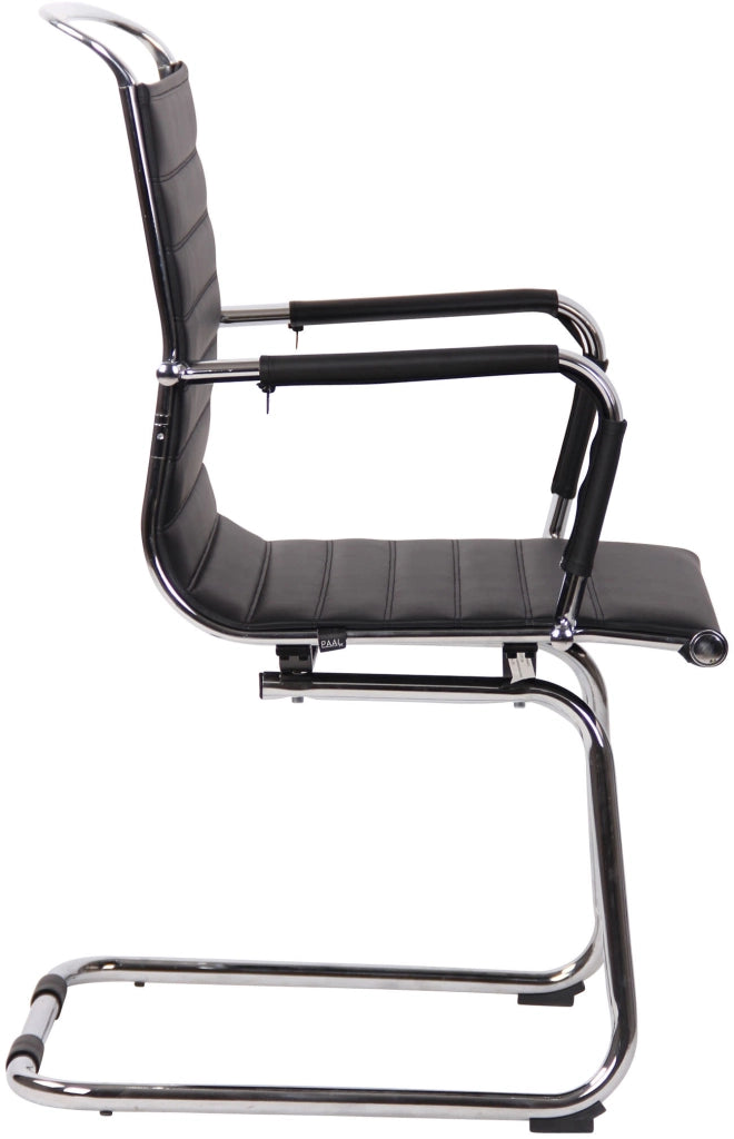 Sedia cantilever Balve in similpelle o vera pelle nero,Finta pelle