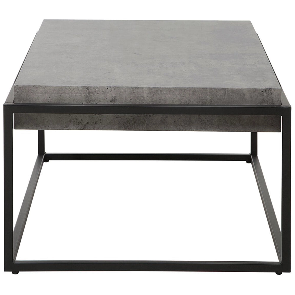 Tavolino da caffè Piano Effetto Cemento Grigio Struttura in Metallo Nero 104 x 64 cm Rettangolare Soggiorno Industriale
