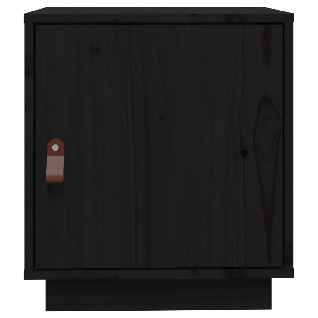 Set di 2 Comodini | Armadio da Notte | Mobiletto da notte Nero 40x34x45 cm in Legno Massello di Pino