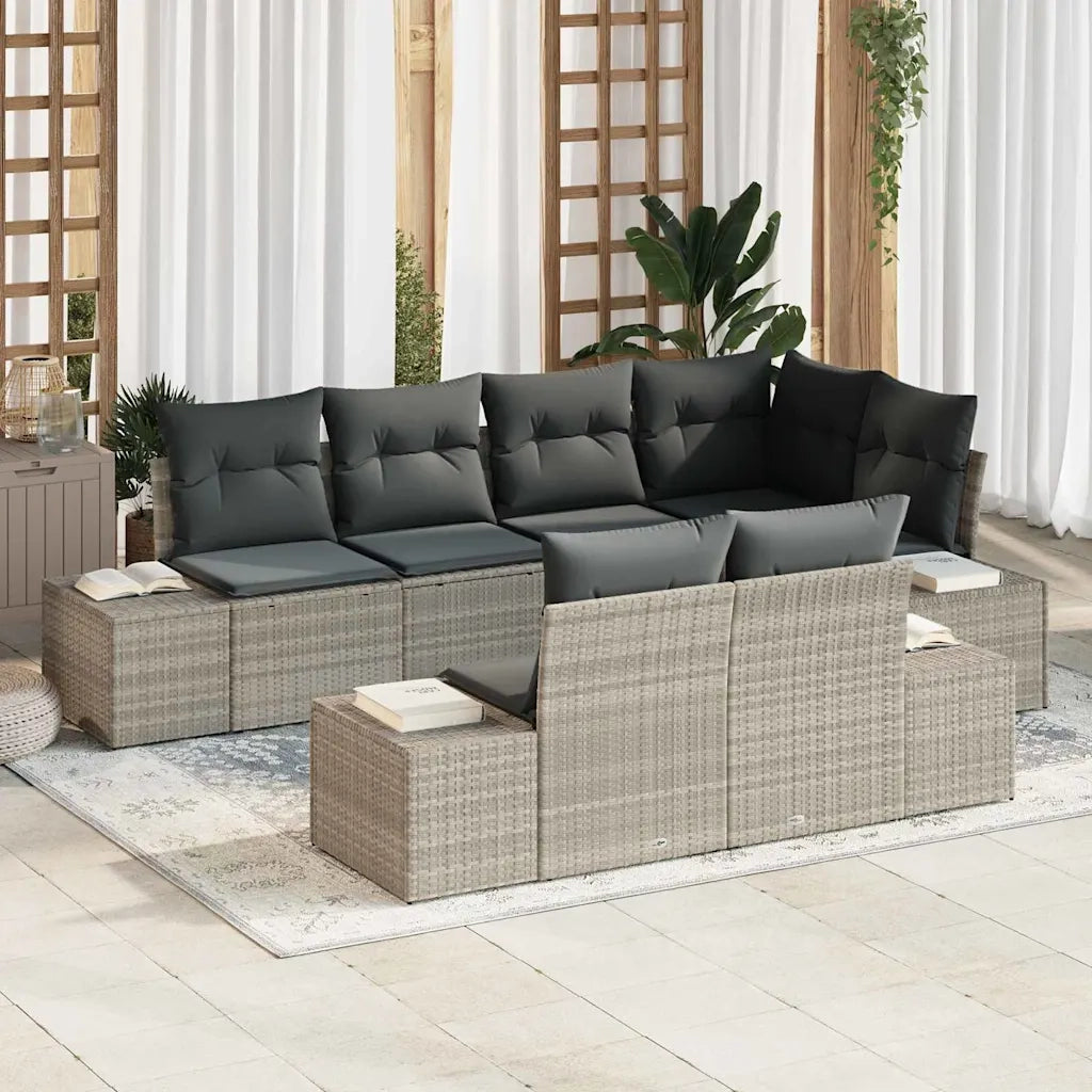 Set Divano da Giardino 7 pcs Grigio chiaro polyrattan
