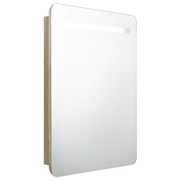 Armadietto Bagno | Armadio da bagno con Specchio e LED Rovere 60x11x80 cm