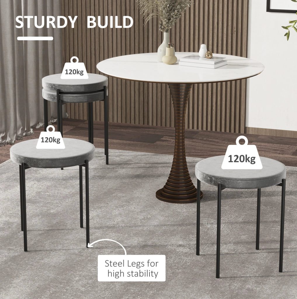 Set di 4 sgabelli impilabili in velluto grigio scuro