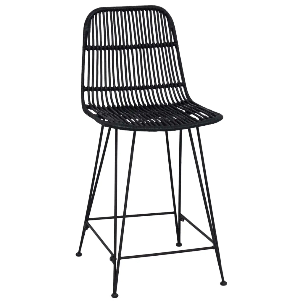 Sgabello da bar 2 pcs Nero 44 x 54 x 96 cm Rattan e acciaio