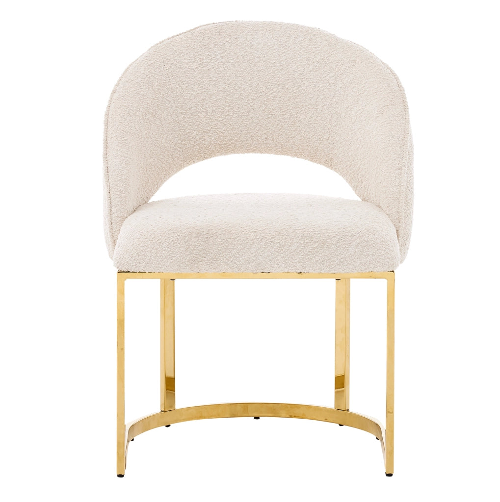 Set di 4 sedie da pranzo 59.0x56.0x80.0 cm con rivestimento bouclé e gambe in metallo beige e oro