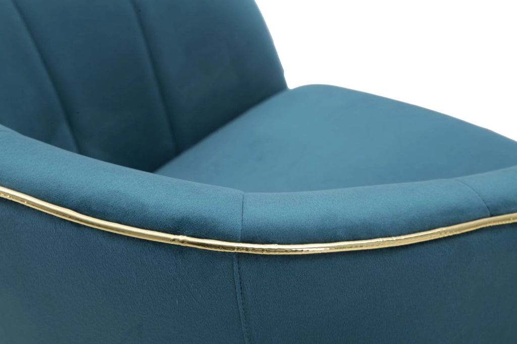 Poltrona Paris Oro 62x58x78 cm in Legno e Poliestere Ottanio