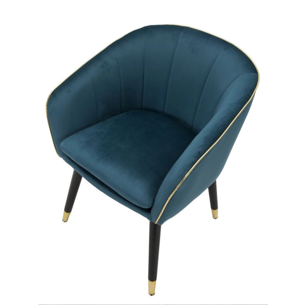 Poltrona Paris ottanio e gold in tessuto con gambe dorate – 62 x 58 x H 78 cm