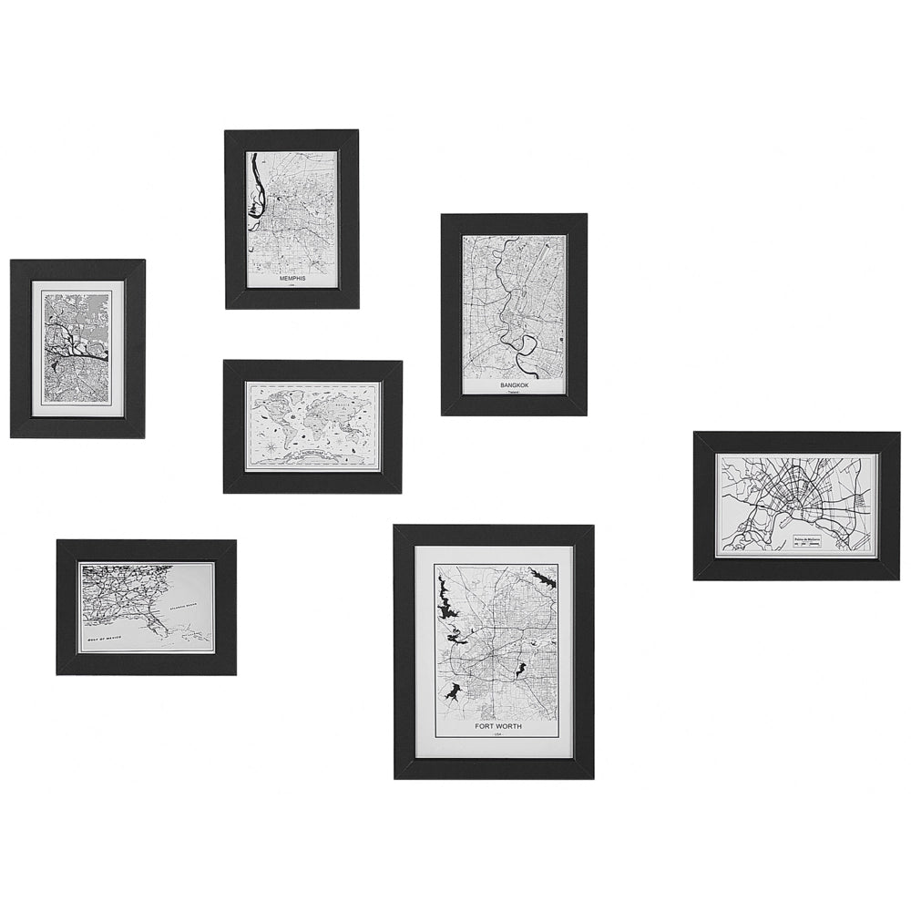 Set di 7 cornici per foto nere in MDF varie dimensioni quadri multi foto