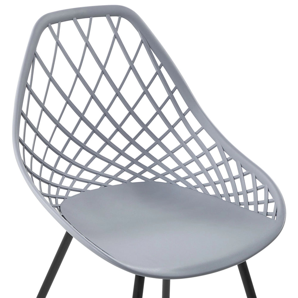 Set di 2 sedie da pranzo grigio sedile sintetico gambe in metallo Nero schienale netto design scandinavo moderno
