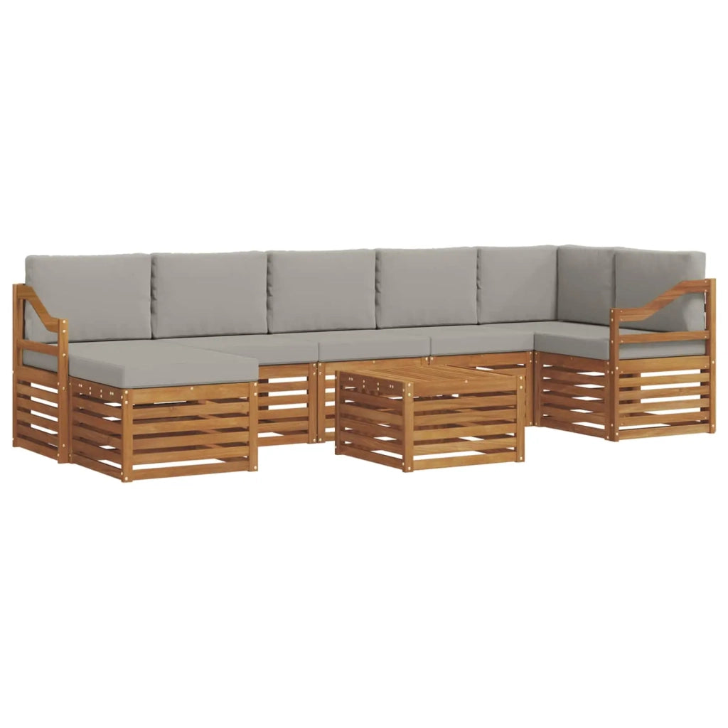 Set divano sezionale con cuscino 8 pcs Grigio Naturale e Chiaro 3375226