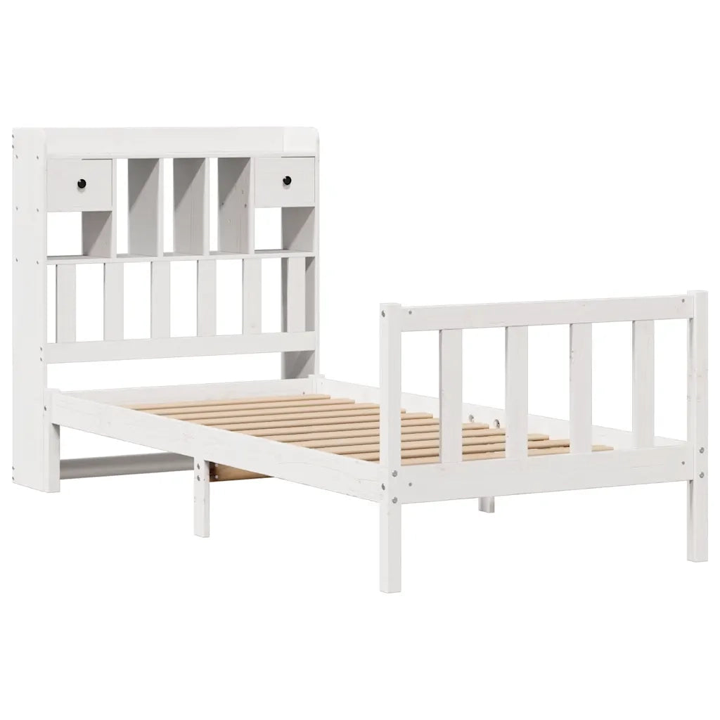 Letto Libreria senza Materasso Bianco 90x190 cm Massello Pino 3321730