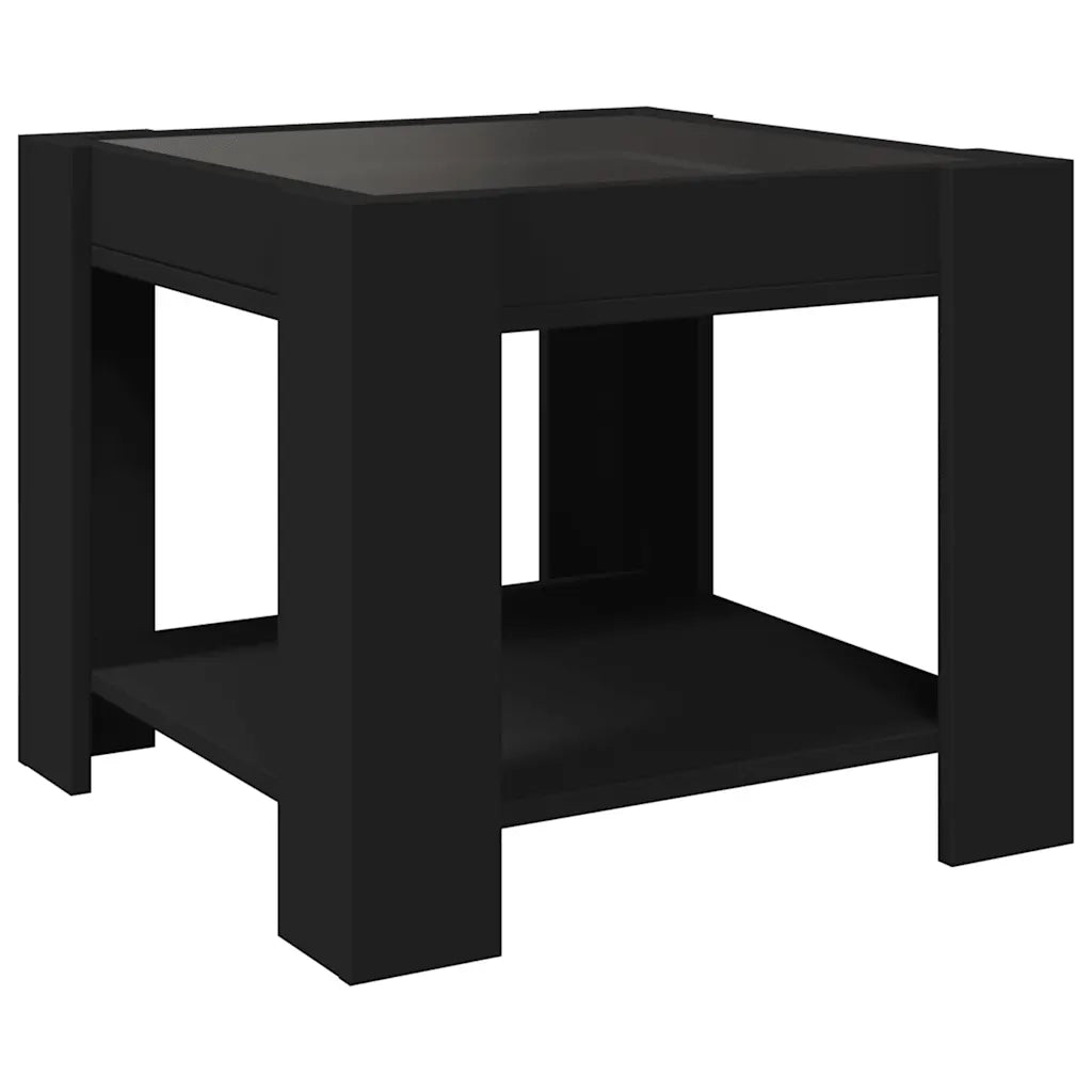 Tavolino salotto | Tavolino da caff¨¨ | Tavolino da Soggiorno con LED Nero 53x53x45 cm Legno Multistrato