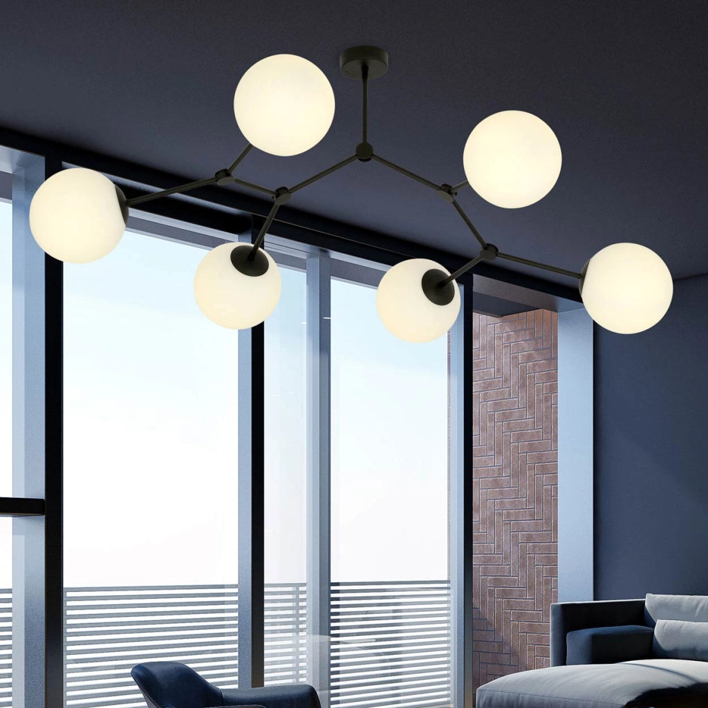 Lampadario Emibig Space 6xE14 nero/opalino dimmerabile