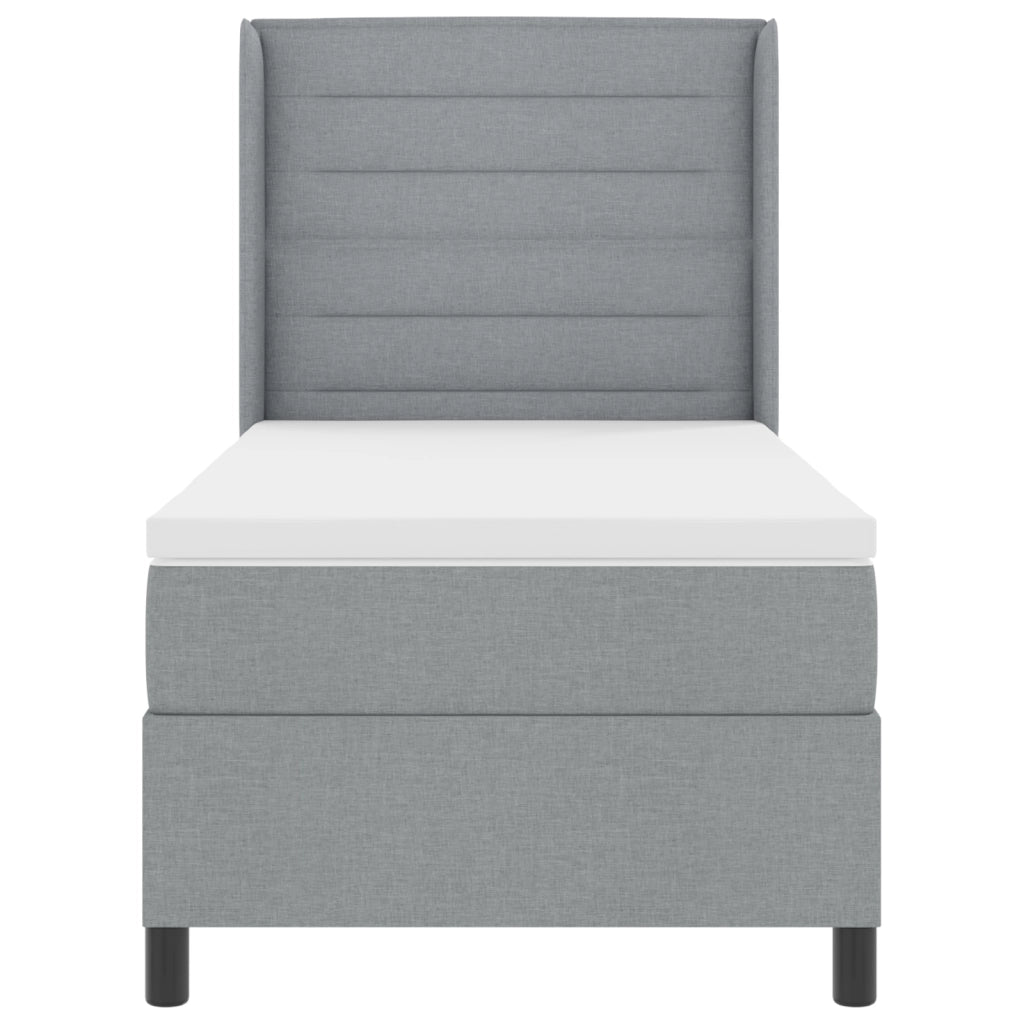 Letto Box Spring  con Materasso e Luce LED Grigio Chiaro 80x200 cm Tessuto