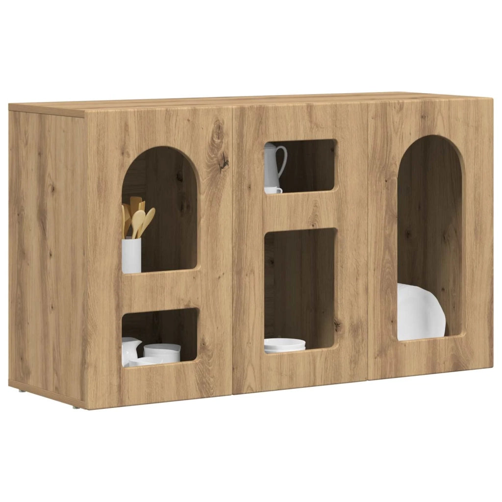 Credenza | Madia | Buffet da pranzo | Armadio da pranzo Rovere artigianale 100 x 35 x 59 cm Legno multistrato