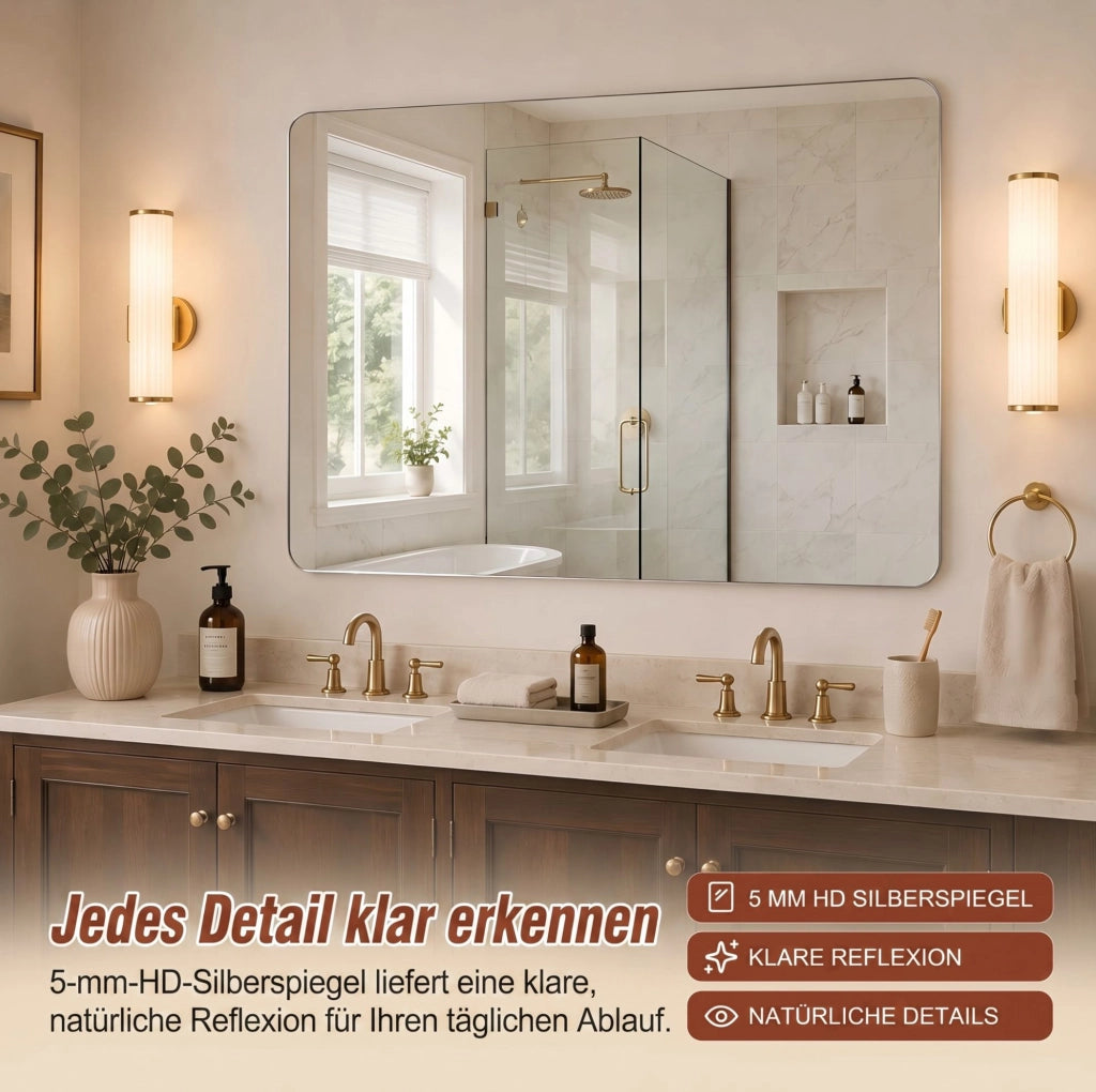 Specchio bagno senza cornice 90 × 70 cm, argento