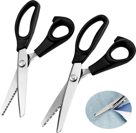 Taglierino per tessuti - 2 pezzi - 5 mm/3 mm - Taglierino a zig-zag per tessuti - Taglierino per sarti - Taglierino professionale per tessuti - Adatto per tessuti di denim e pelle